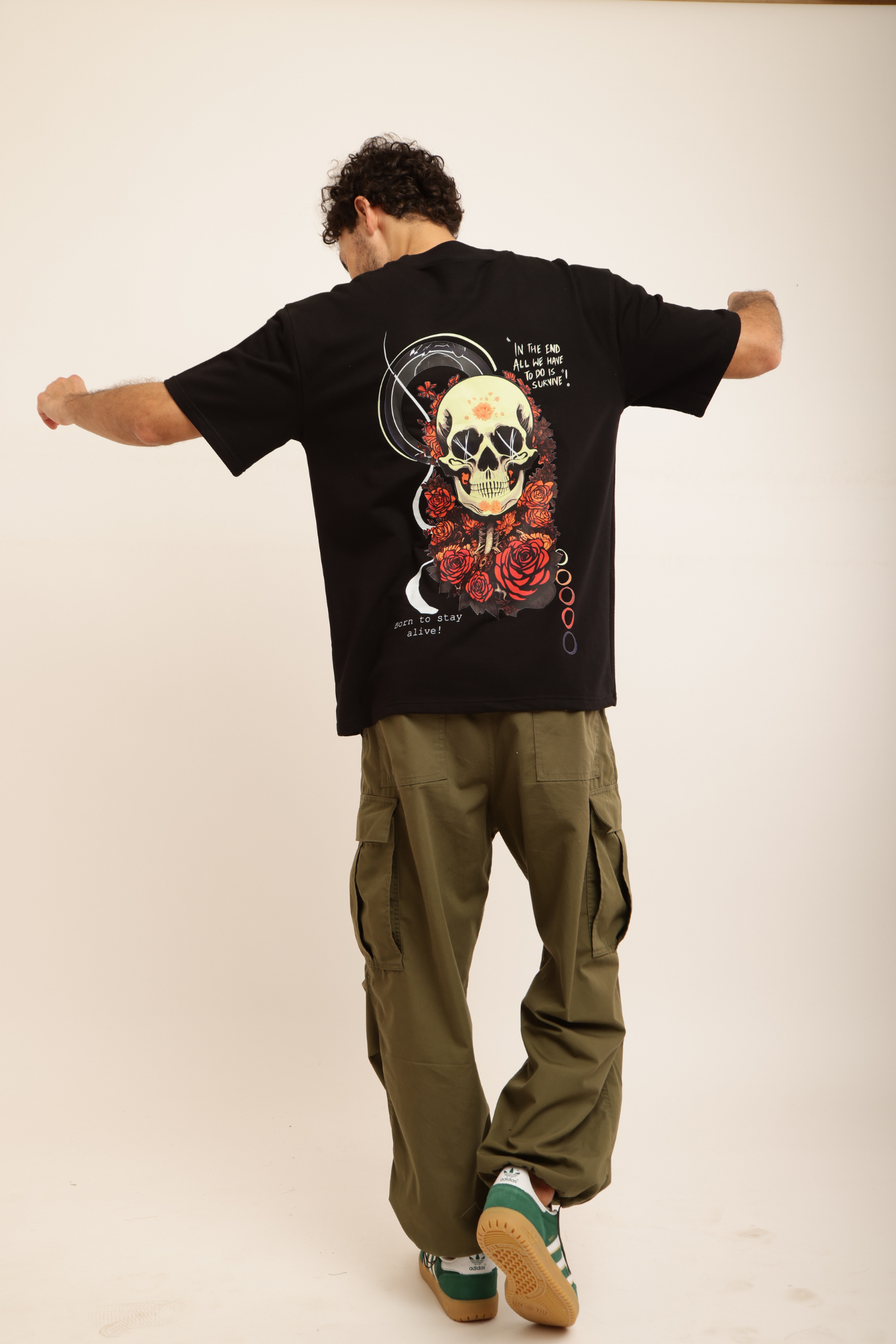 SKULL × ROSES DARK REAPER TEE (BLACK – “BORN TO STAY ALIVE”)