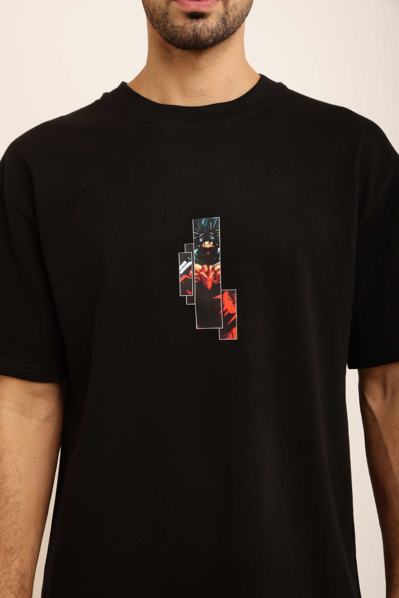 RED AURA ANIME WARRIOR TEE (BLACK)
