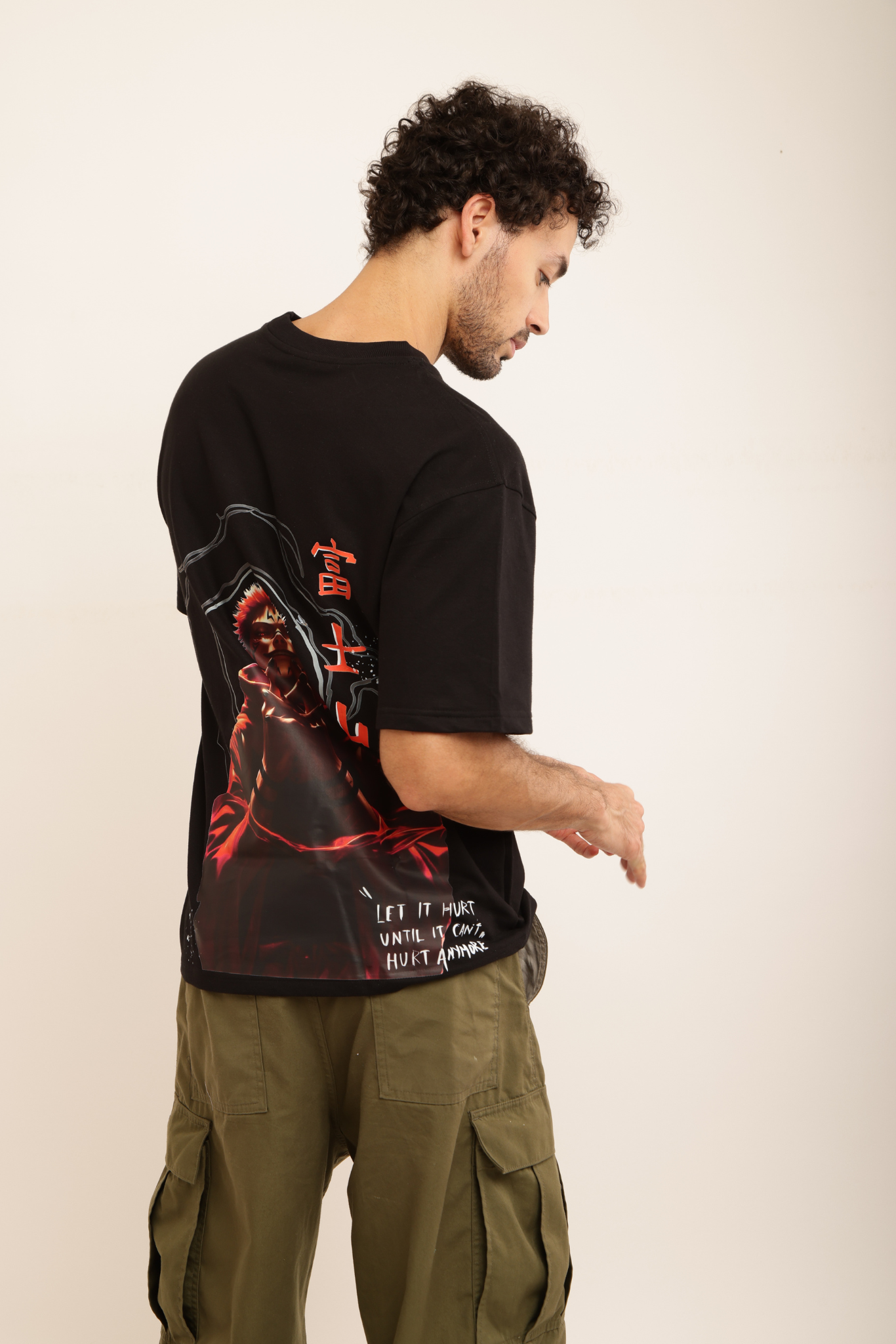 RED AURA ANIME WARRIOR TEE (BLACK)