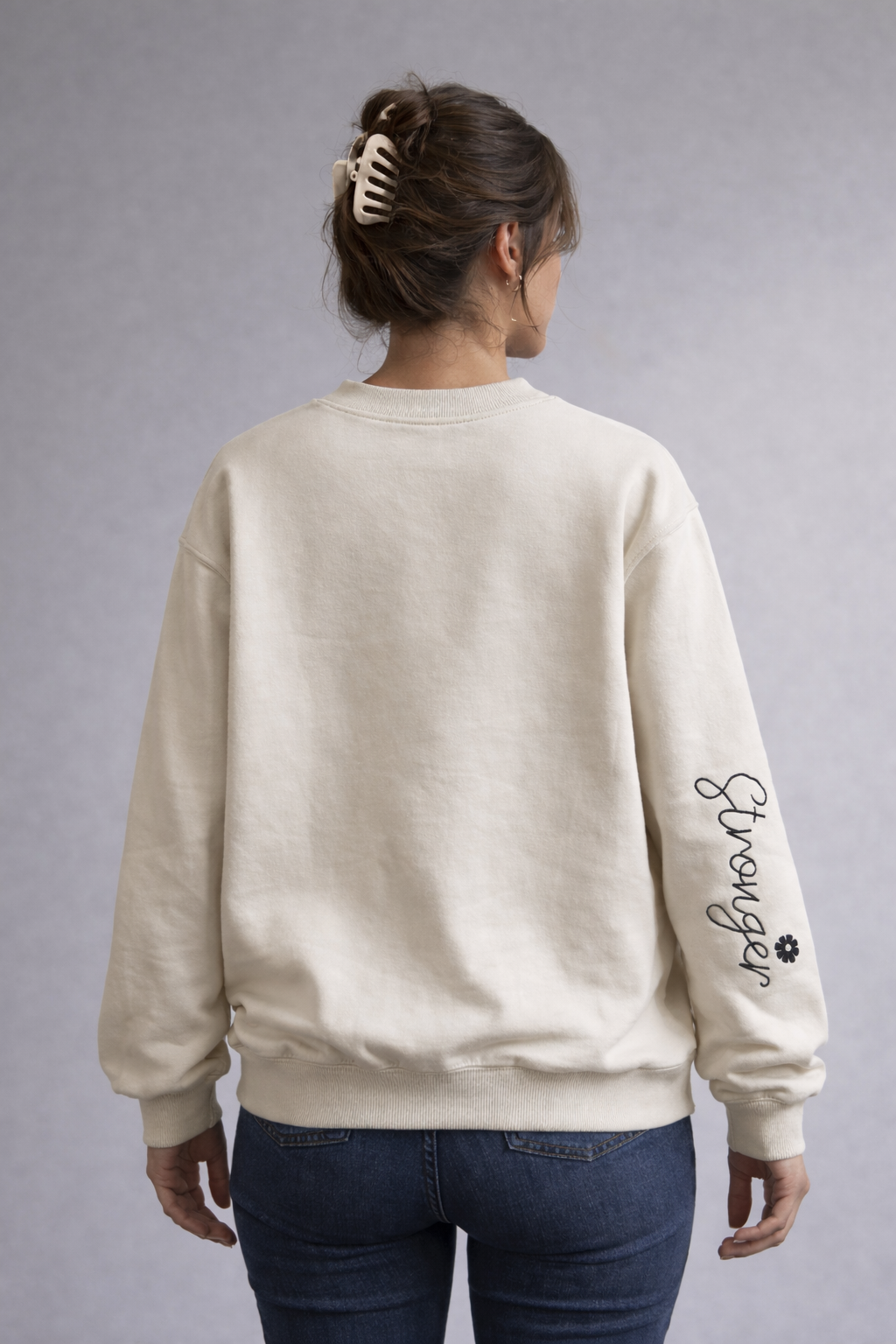 Quite strength beige stronger sweatshirt