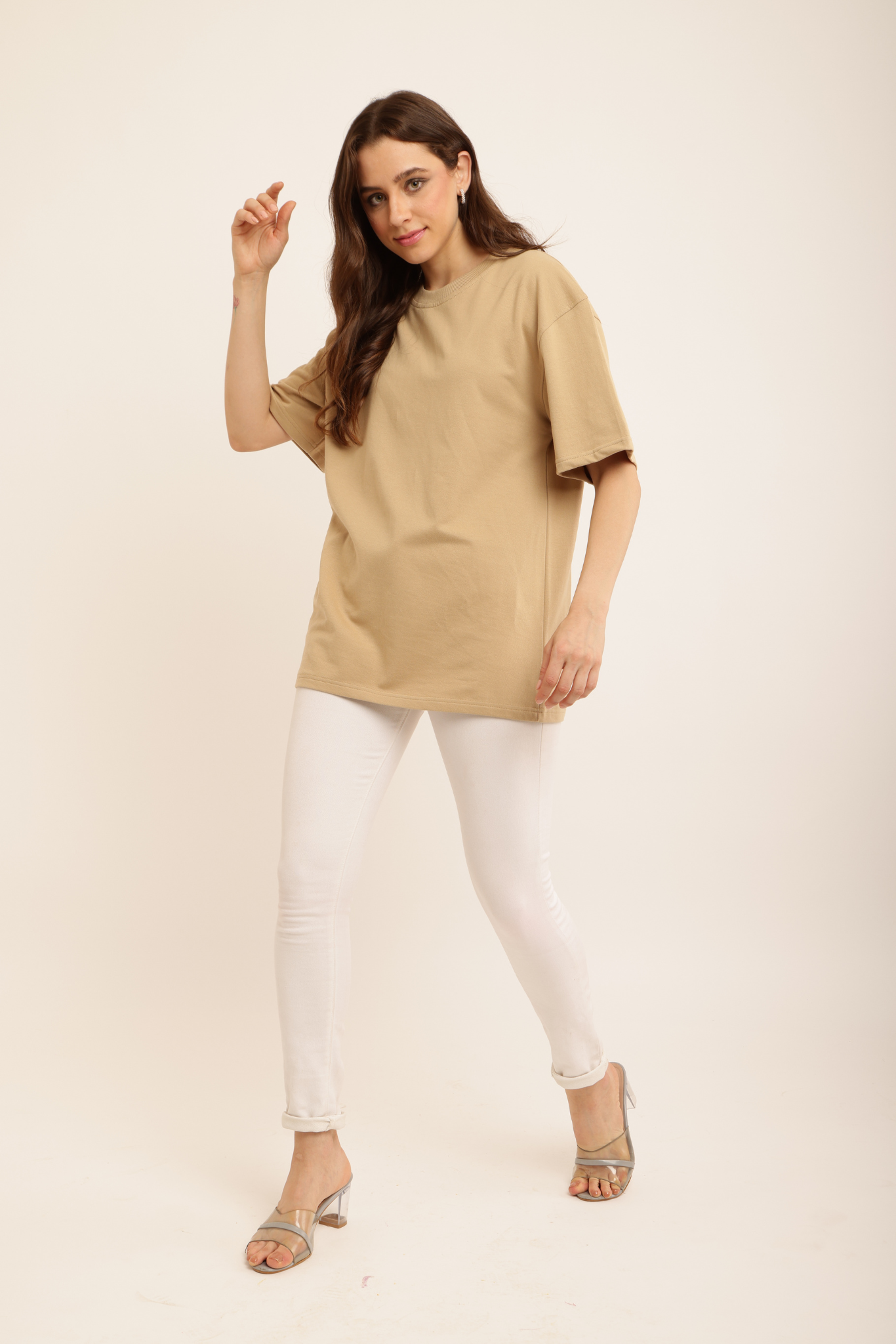 PLAIN BEIGE OVERSIZED TEE