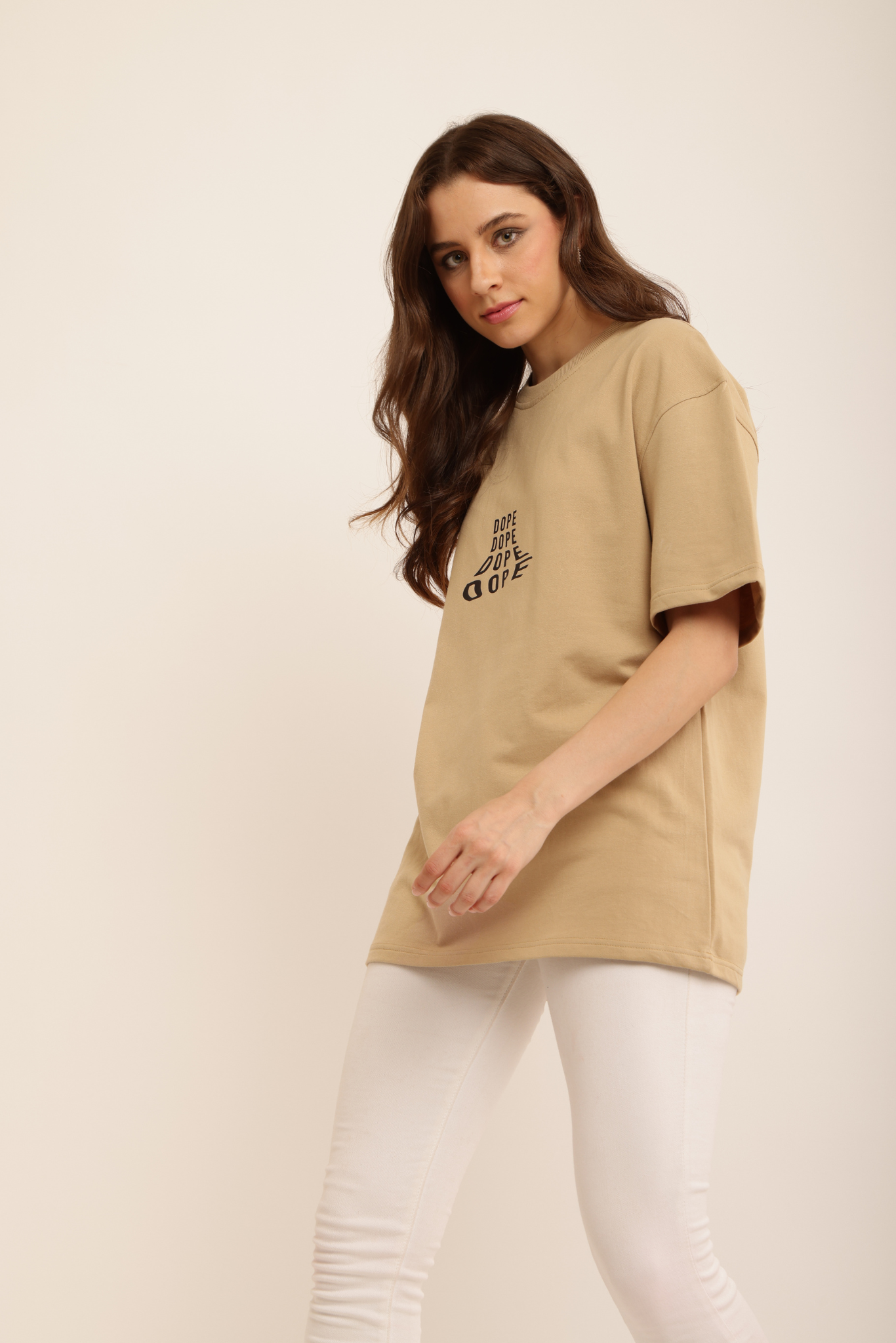 BELIEVE & TAKE IT EASY BEIGE TEE
