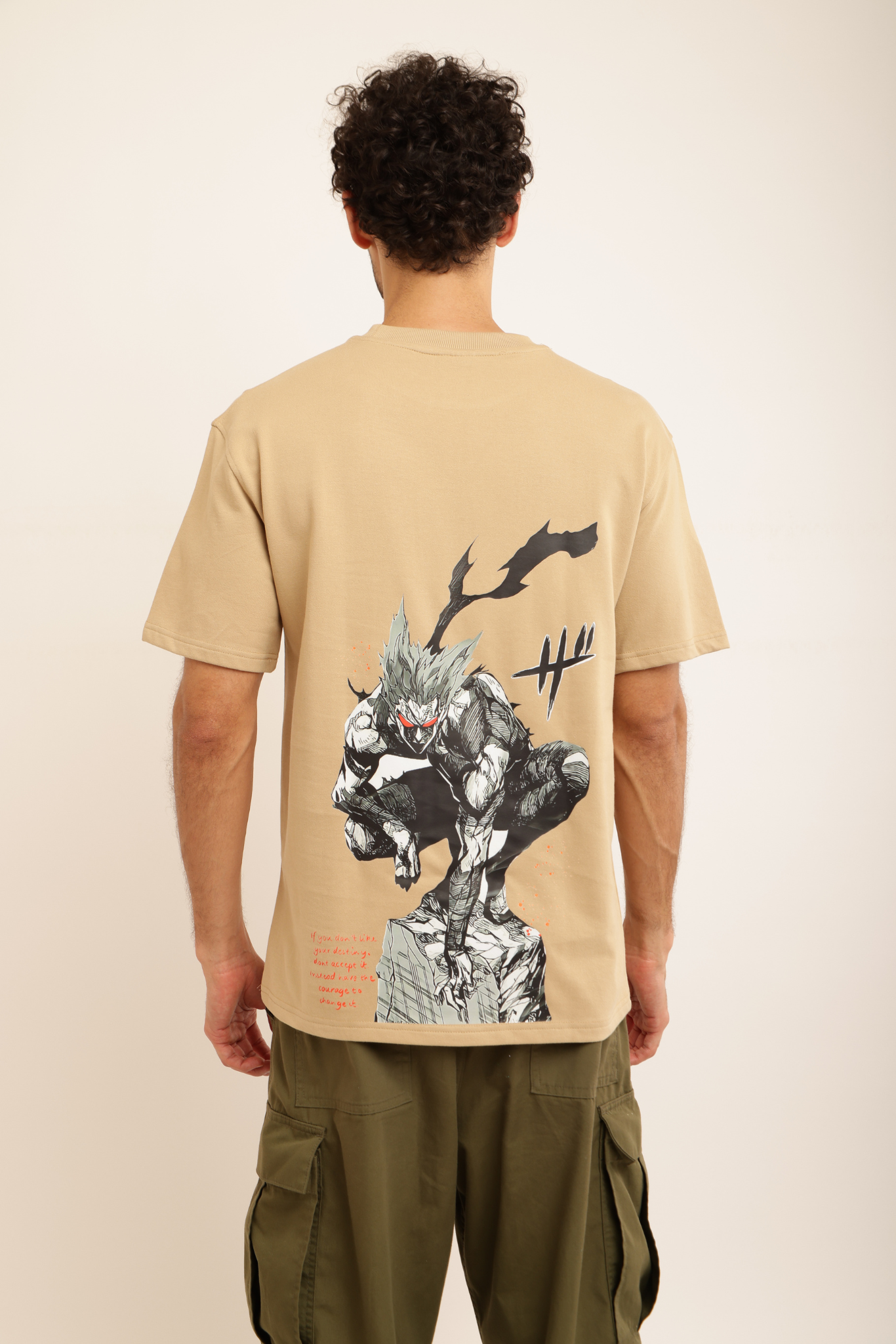 BEIGE ANIME GAROU OVERSIZED TEE