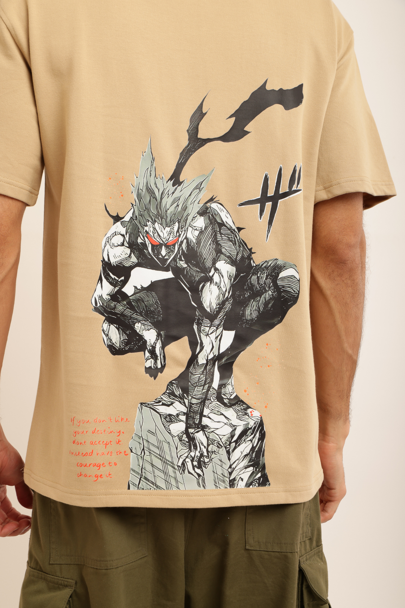 BEIGE ANIME GAROU OVERSIZED TEE