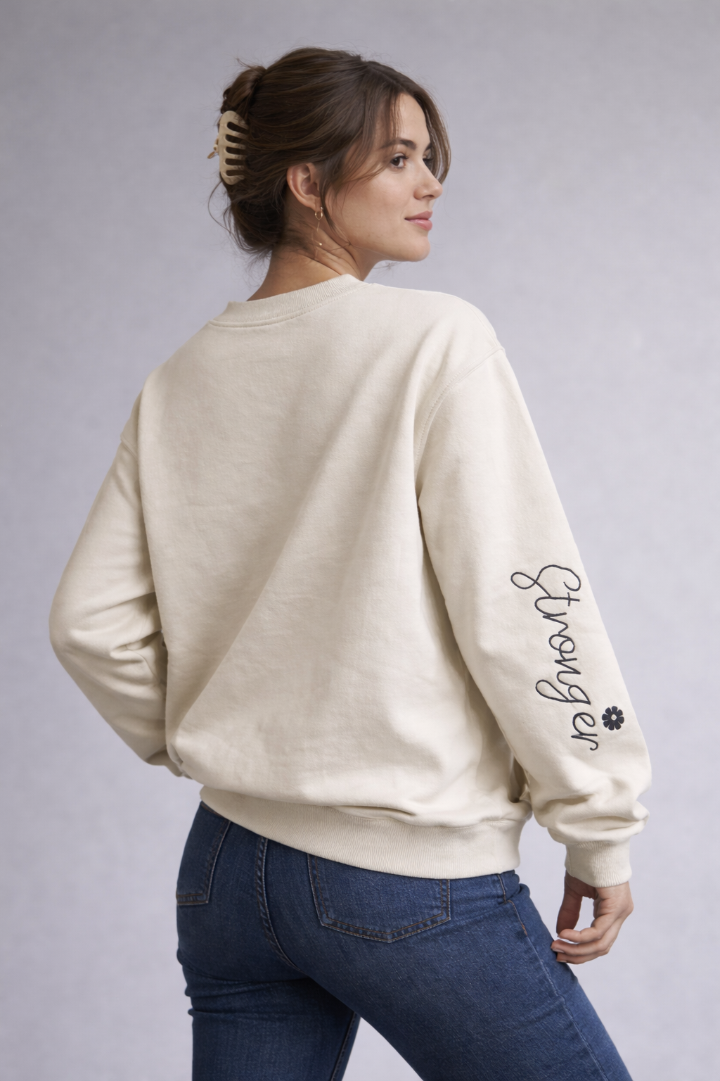 Quite strength beige stronger sweatshirt