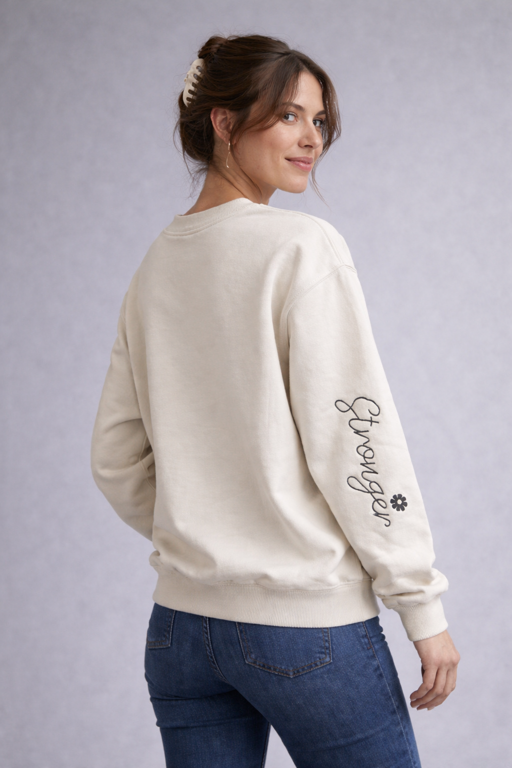 Quite strength beige stronger sweatshirt