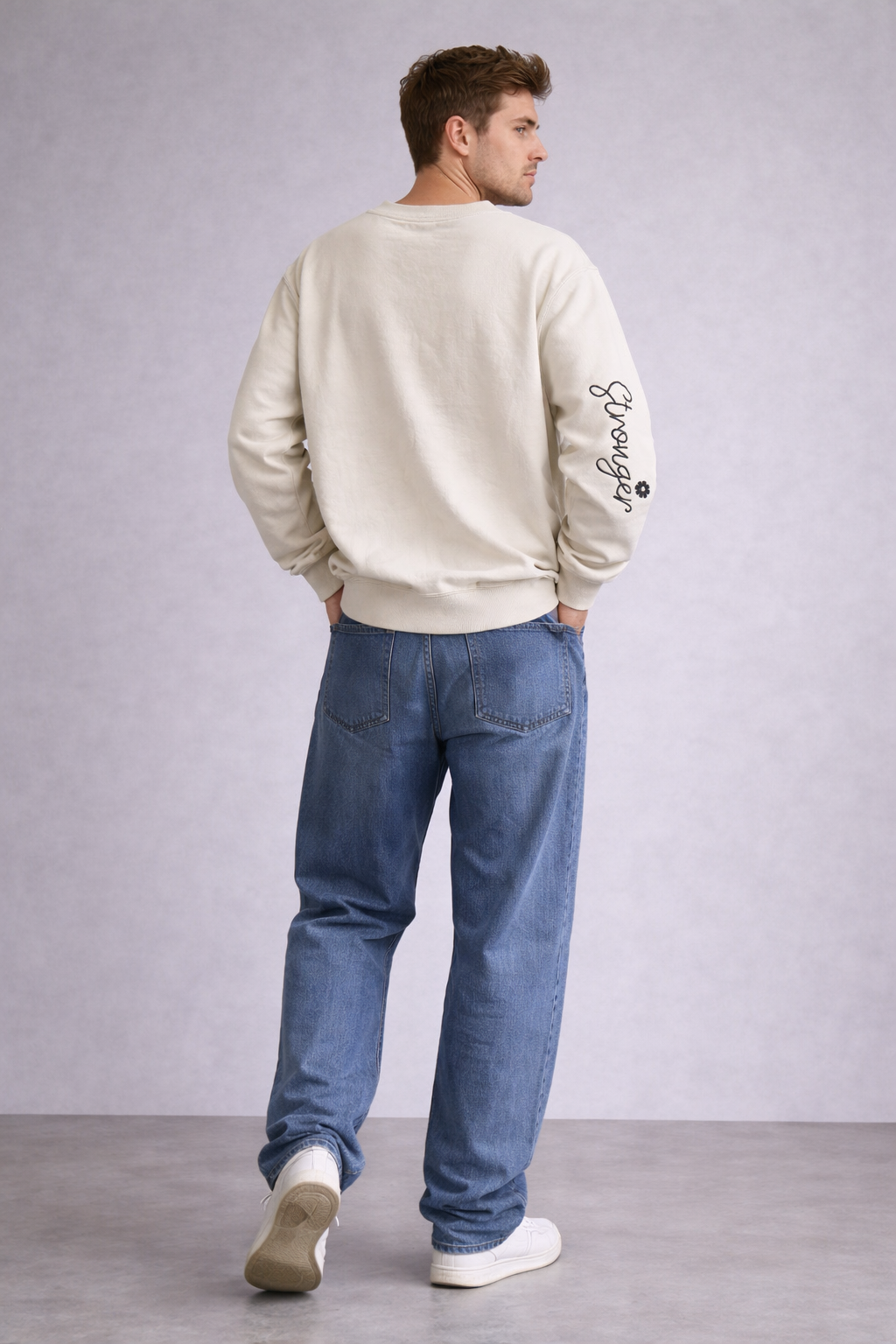 Quite strength beige stronger sweatshirt